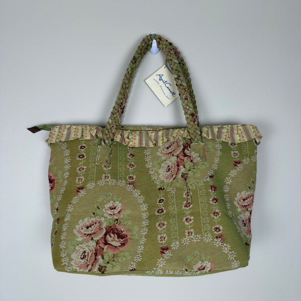 April Cornell Floral Tapestry Tote Bag Cottagecore Boho Shoulder Purse NWT - Picture 2 of 6